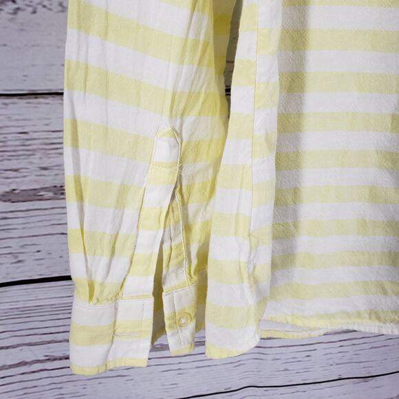 Old Navy Yellow 100%Cotton Striped Button Up Long Sleeve Top Size Large - Picture 13 of 14